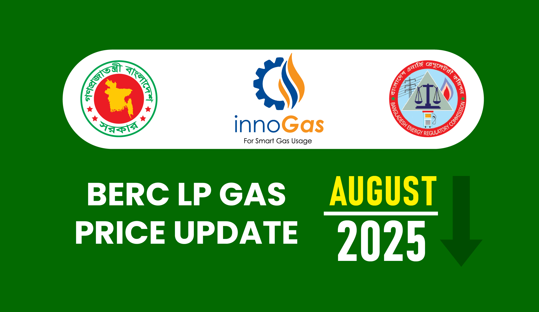 LPG price August 2025, BERC gas price update, Bangladesh LPG price list, LPG cylinder retail price, LPG price per kg BDT, InnoGas LPG price, updated gas price in Bangladesh, gas cylinder price 2025, BERC news update, InnoTech Energy BD
